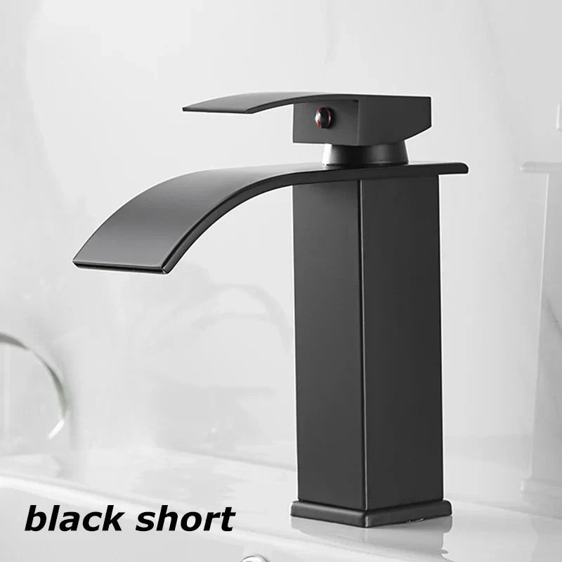 Charly Sink Mixer Aqualis Noir | Stainless Steel | Hot & Cold Water | For Bathroom & Guest Toilet