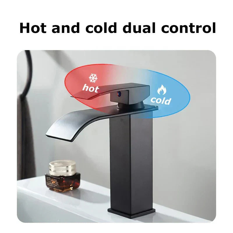 Black Stainless Steel Waterfall Faucet - Hot/Cold