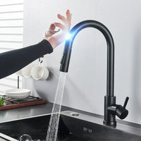 Charly | SmartTouch | Kitchen Faucet with Touch Sensor and Pull-Out Spray Head – Brushed Nickel