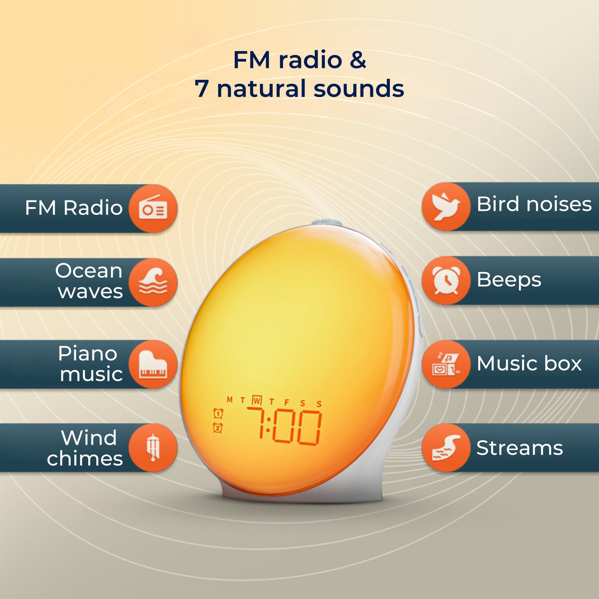 Sisica | Sunrise Alarm Clock | Natural Wake-Up Light with Ambient Lighting for Deep Sleepers & Dark Mornings
