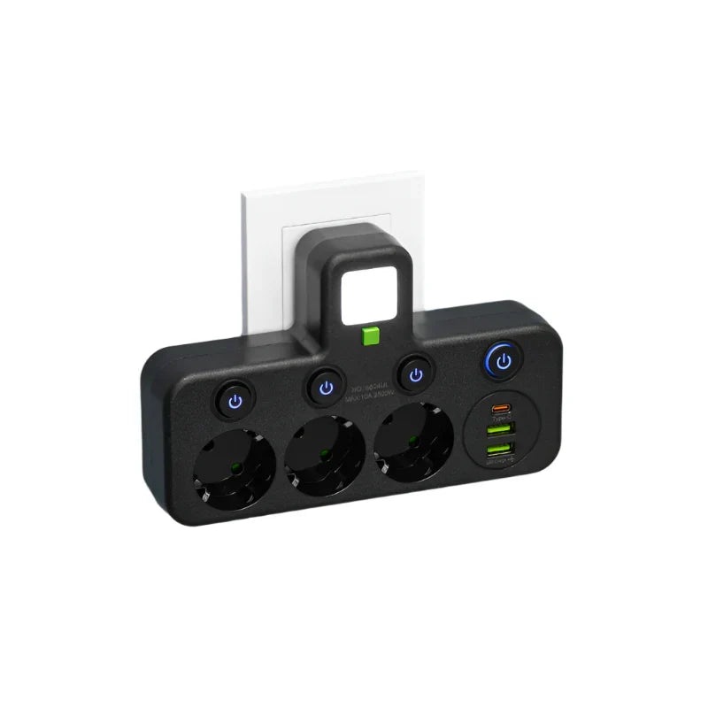 Charly VOLTRIQ ProLine | 3–4 outlets + 2× USB & 1× Type-C | 2500 W | Surge Protection & Control Switch