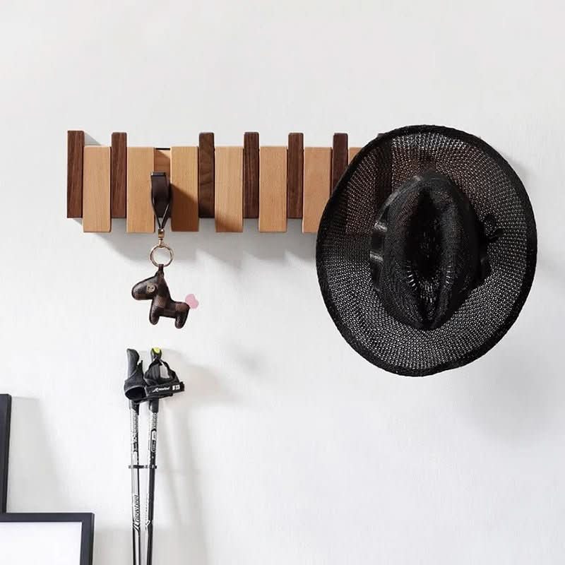 Sisica | Piano-Style Wooden Wall Rack | Handmade Natural Wood