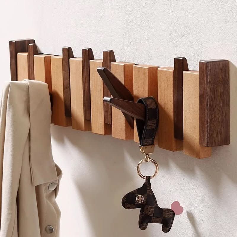Sisica | Piano-Style Wooden Wall Rack | Handmade Natural Wood