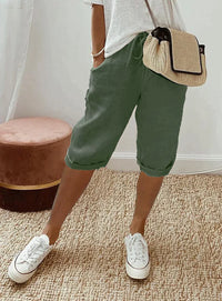 Charly | Women's Capri Linen Pants with Drawstring