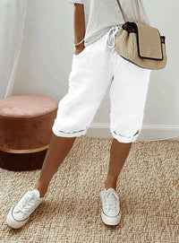 Charly | Women's Capri Linen Pants with Drawstring