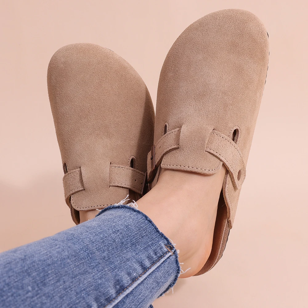 Sisica | Women's Suede Clogs with Buckle Detail