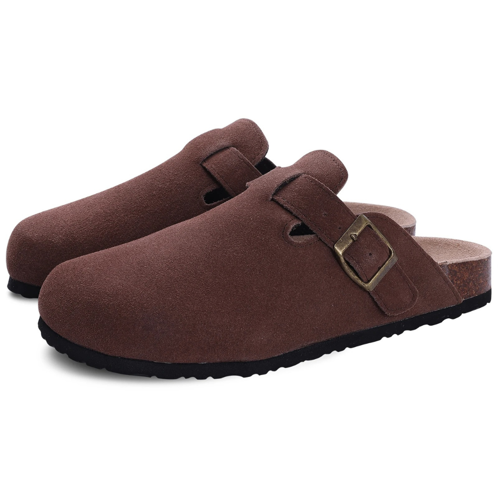 Charly | Women's Suede Clogs with Buckle Detail