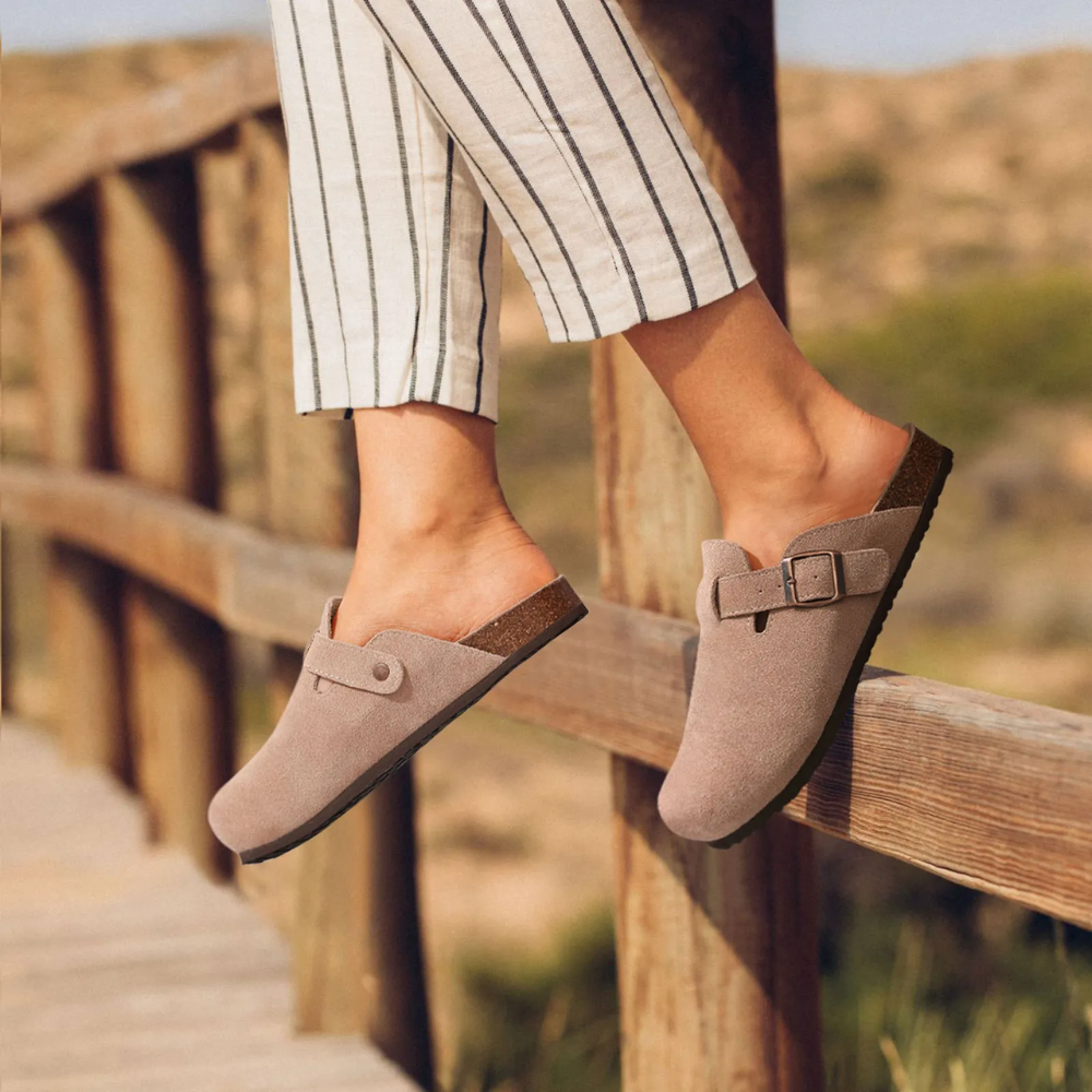Sisica | Women's Suede Clogs with Buckle Detail