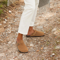 Sisica | Women's Suede Clogs with Buckle Detail