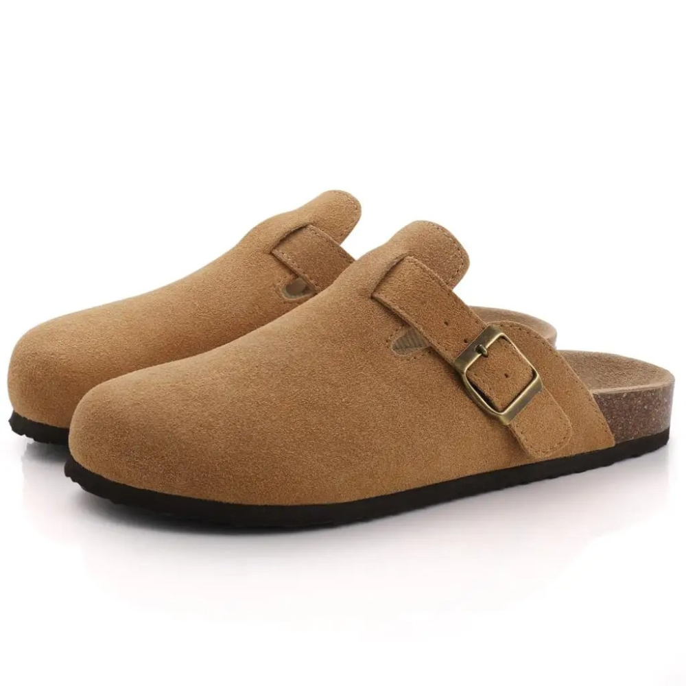Charly | Women's Suede Clogs with Buckle Detail