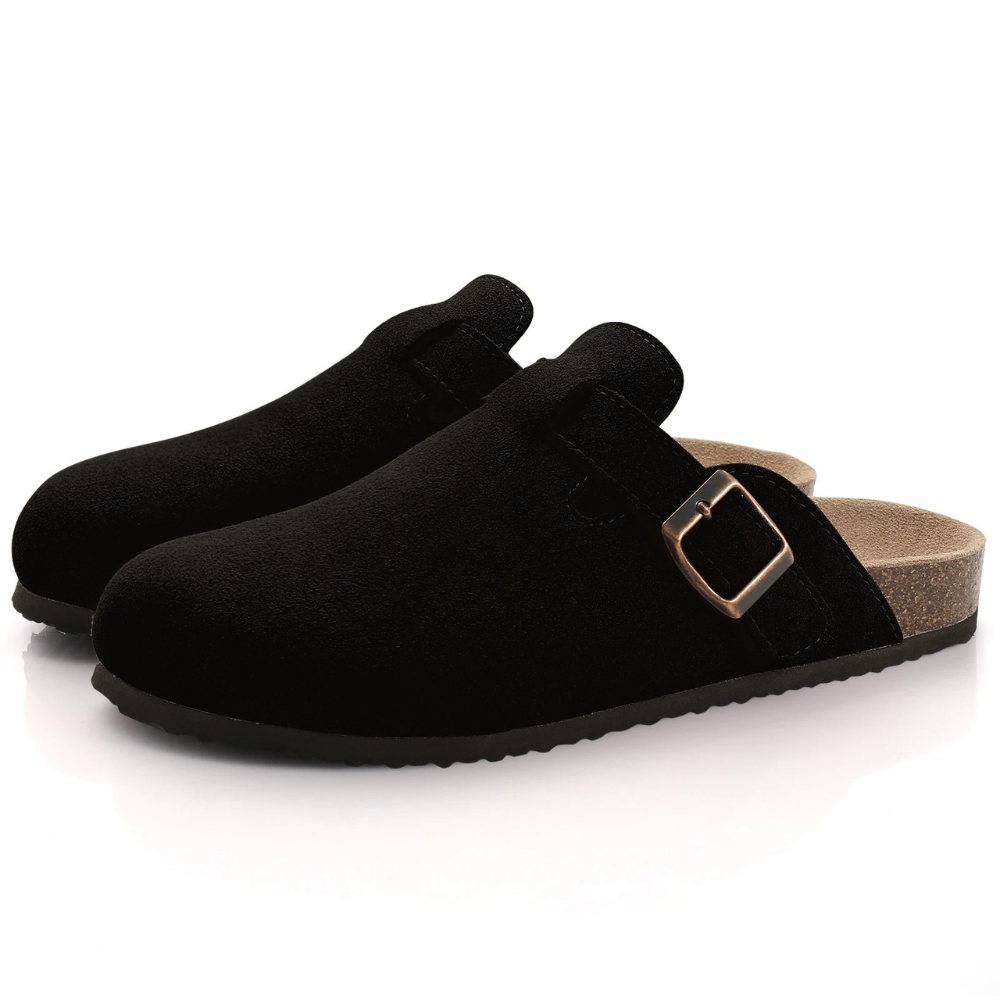 Charly | Women's Suede Clogs with Buckle Detail