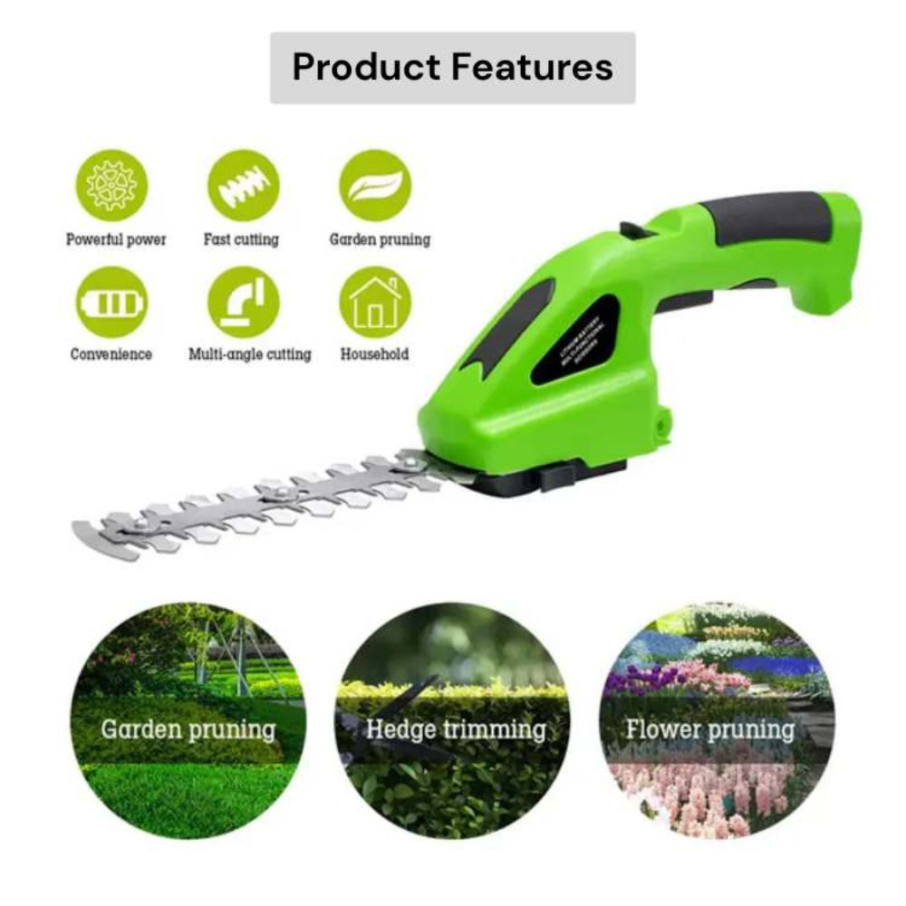 Cordless 2-in-1 Grass Trimmer - Rechargeable Hedge and Lawn Mower