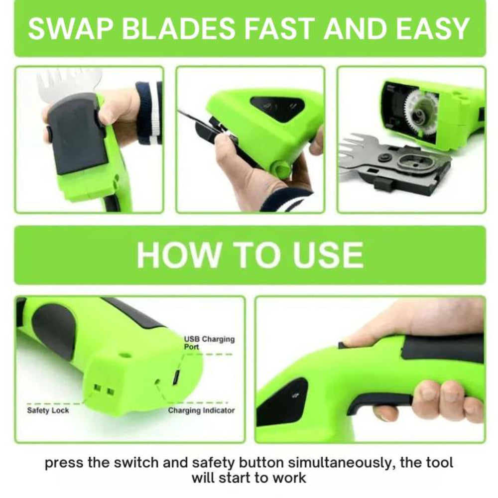 Cordless 2-in-1 Grass Trimmer - Rechargeable Hedge and Lawn Mower
