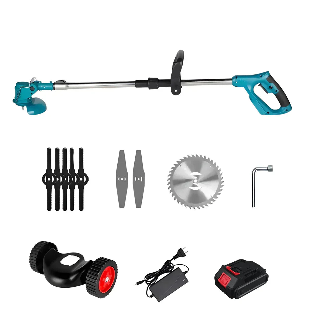 36V Wheeled String Trimmer - Foldable, Height Adj.