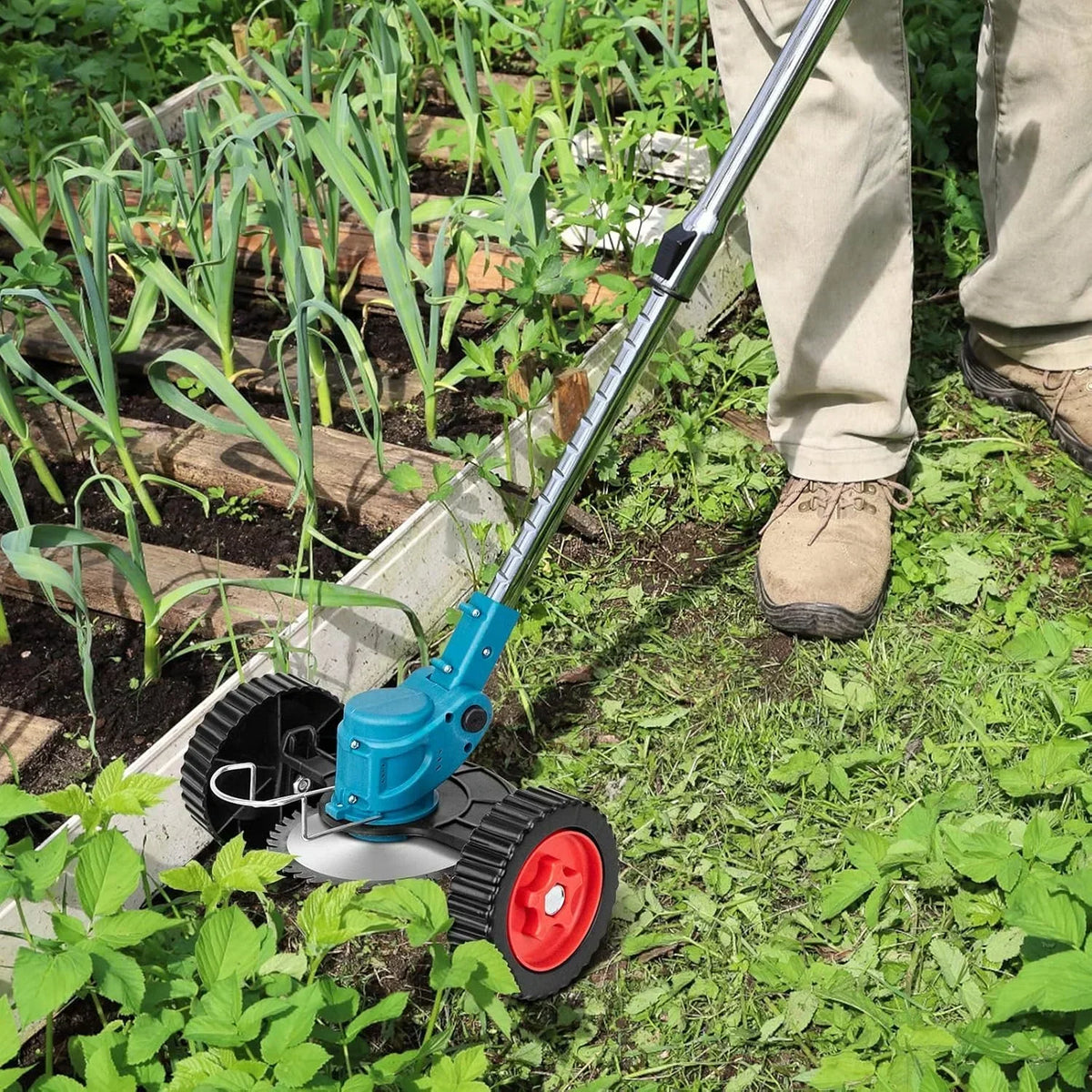 36V Wheeled String Trimmer - Foldable, Height Adj.