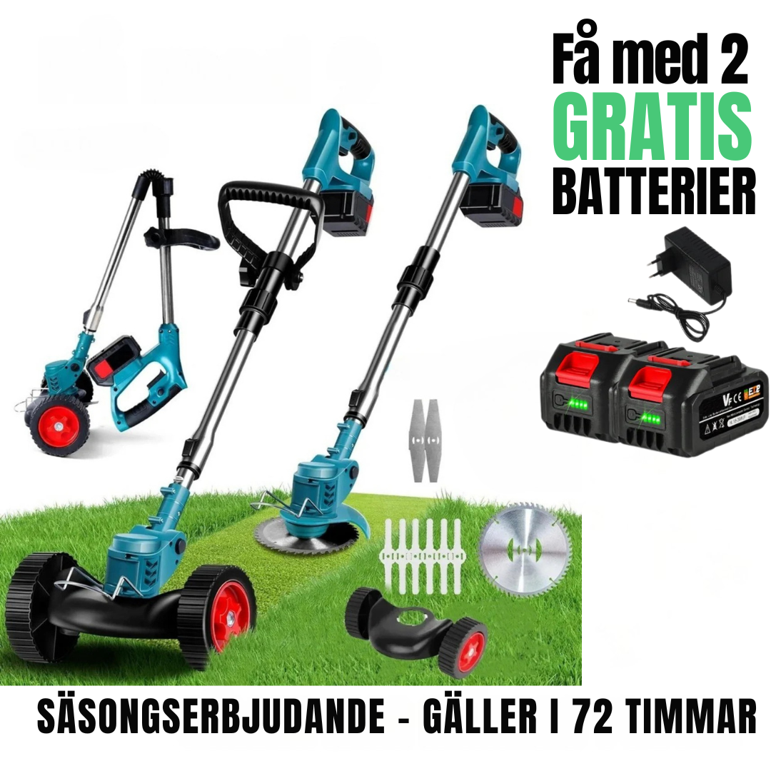 36V Wheeled String Trimmer - Foldable, Height Adj.