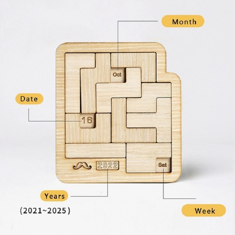 Wooden Perpetual Calendar Puzzle Game