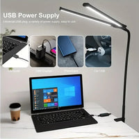 Double-Head Dimmable LED Desk Lamp with Clamp for Home Office