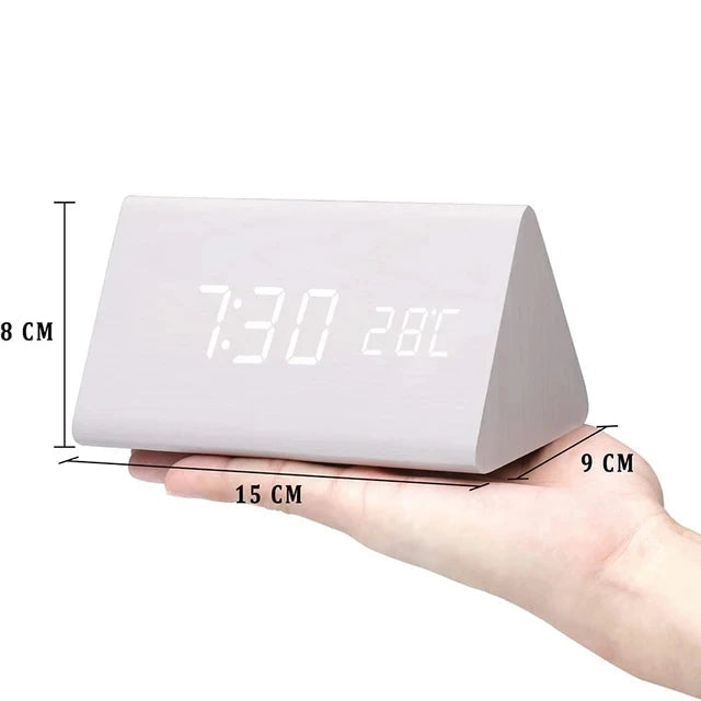 EcoLED Clock - Digital Wooden Alarm with Voice Control