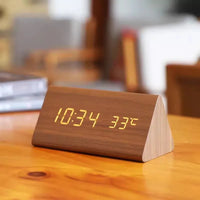 EcoLED Clock - Digital Wooden Alarm with Voice Control
