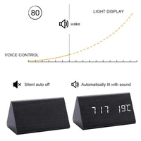 EcoLED Clock - Digital Wooden Alarm with Voice Control