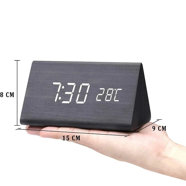 EcoLED Clock - Digital Wooden Alarm with Voice Control