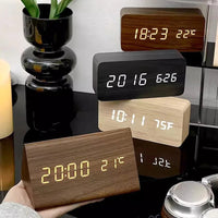 EcoLED Clock - Digital Wooden Alarm with Voice Control