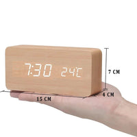 EcoLED Clock - Digital Wooden Alarm with Voice Control