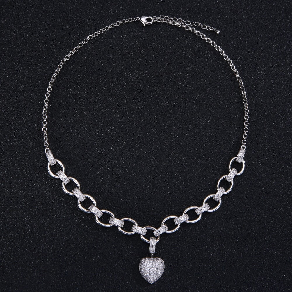 Heart Pendant Necklace with Cubic Zirconia