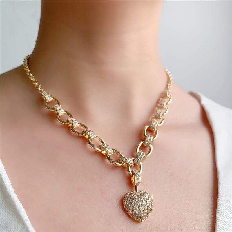 Heart Pendant Necklace with Cubic Zirconia