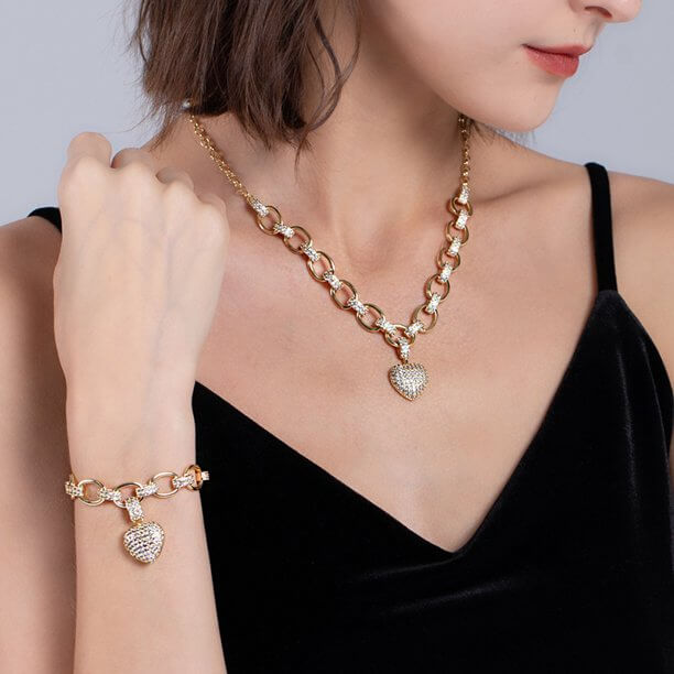 Heart Pendant Necklace with Cubic Zirconia