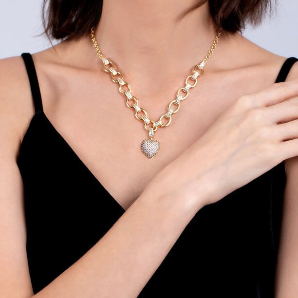 Heart Pendant Necklace with Cubic Zirconia