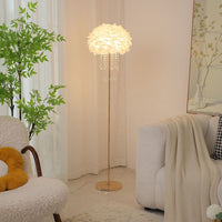 Feather and Crystal Floor Lamp, Nordic Style