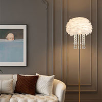 Feather and Crystal Floor Lamp, Nordic Style
