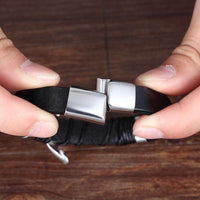 Leather Wrap Bracelet with Cross Accent