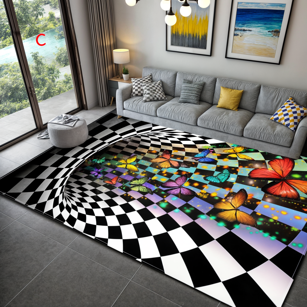 Geometric Illusion Rug