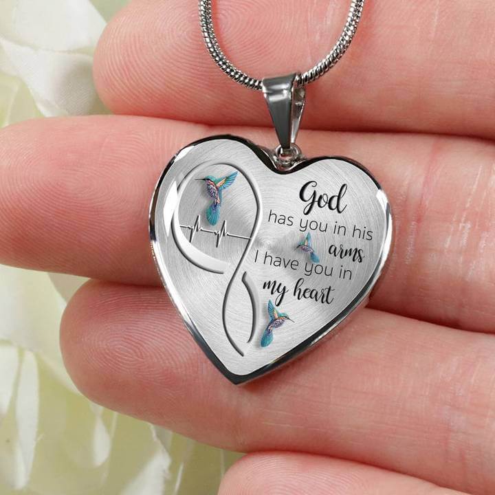God Has You in His Arms Hummingbird Necklace