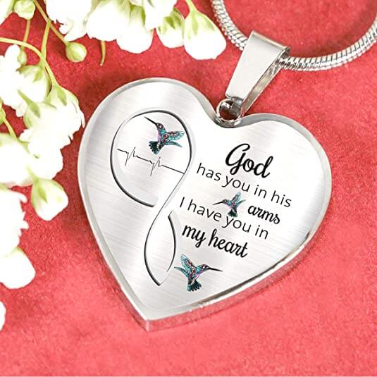 God Has You in His Arms Hummingbird Necklace