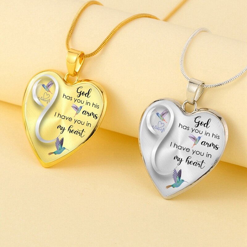 God Has You in His Arms Hummingbird Necklace