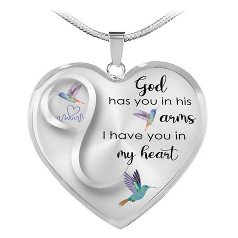 God Has You in His Arms Hummingbird Necklace