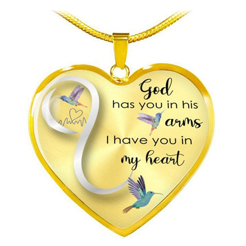 God Has You in His Arms Hummingbird Necklace