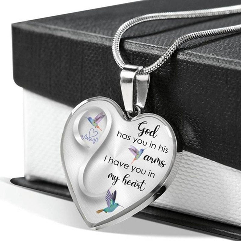God Has You in His Arms Hummingbird Necklace