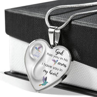 God Has You in His Arms Hummingbird Necklace