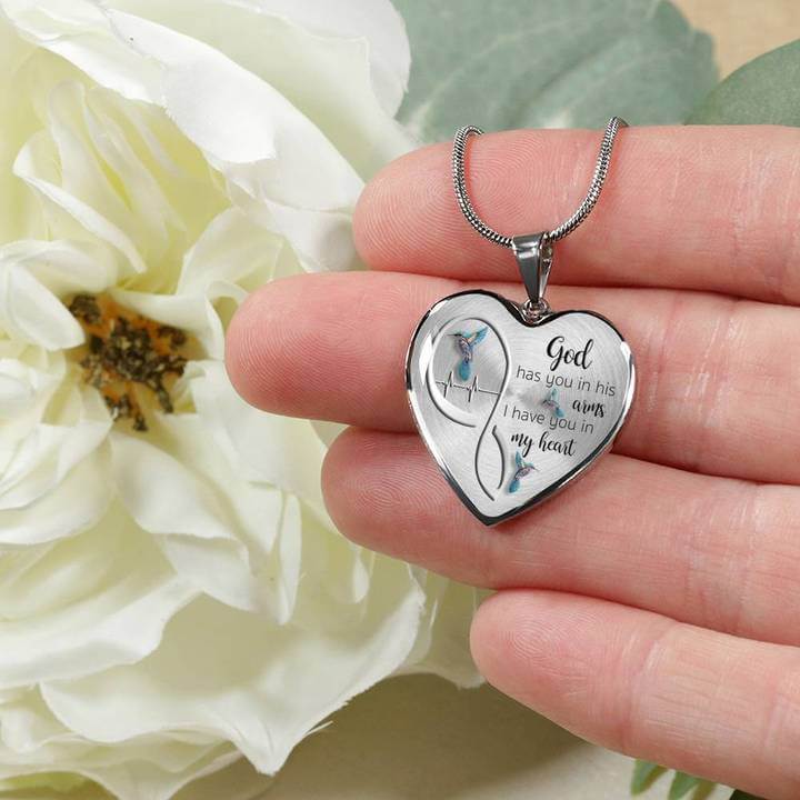 God Has You in His Arms Hummingbird Necklace
