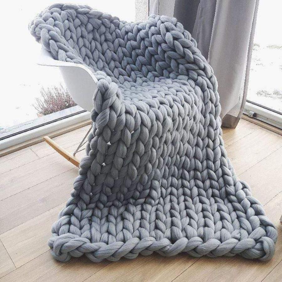 Handmade Chunky Knitted Blanket Microfiber