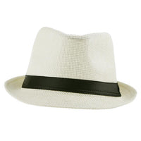 Woven Straw Trilby Hat for Sun Protection