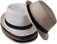 Woven Straw Trilby Hat for Sun Protection
