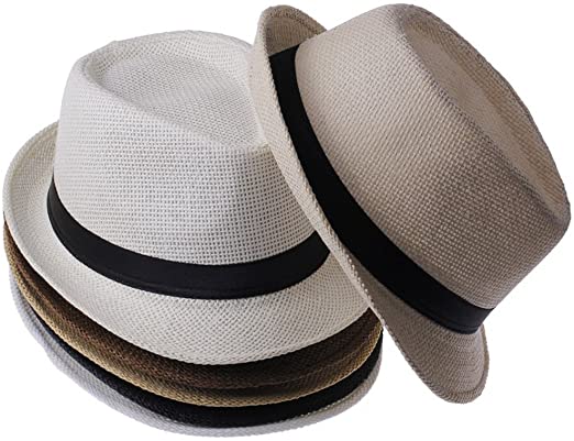 Woven Straw Trilby Hat for Sun Protection