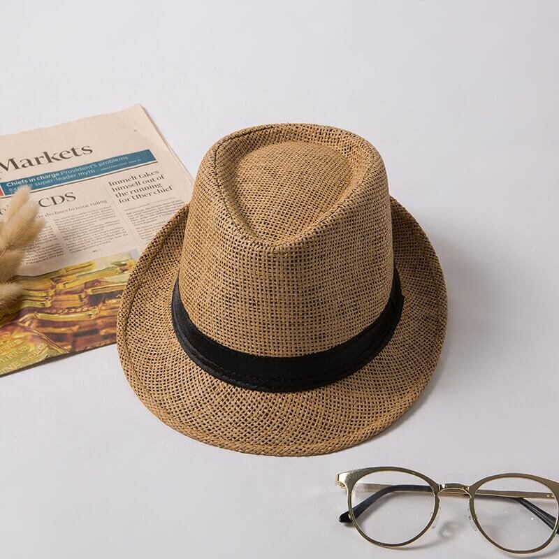 Woven Straw Trilby Hat for Sun Protection