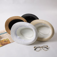 Woven Straw Trilby Hat for Sun Protection